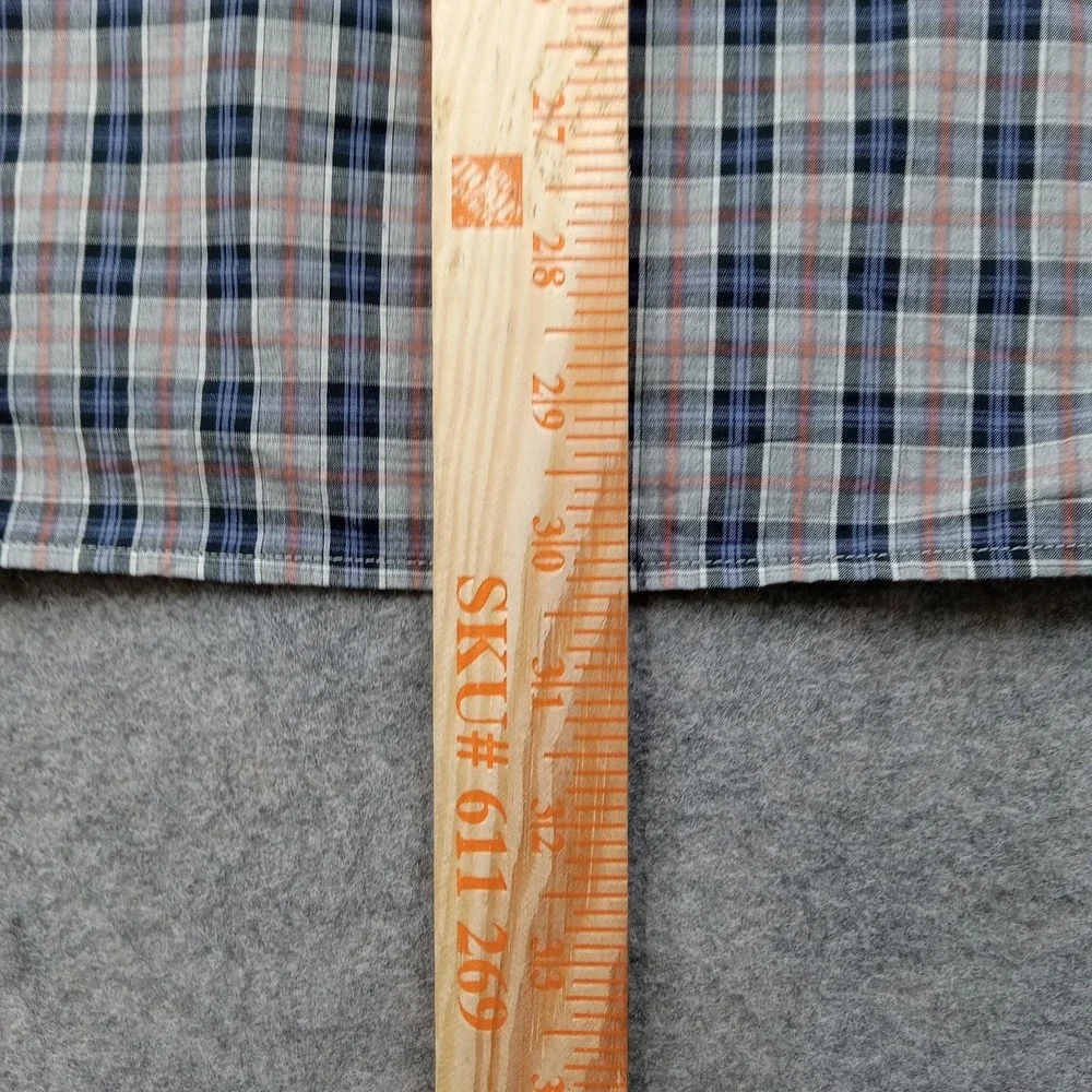 Banana Republic Shirt Mens Large Gray Plaid‎ Button Front Long Sleeve Cotton 16